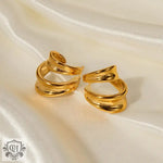 18K Gold Curved Hollow Earrings - QH Clothing