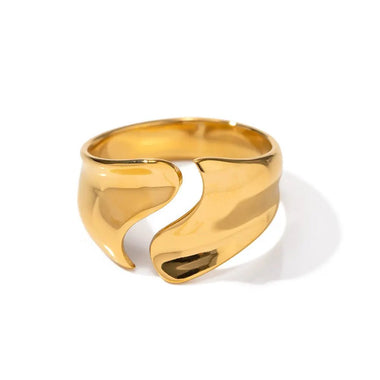 18K Gold Curved Opening Versatile Ring - QH Clothing