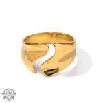 18K Gold Curved Opening Versatile Ring - QH Clothing