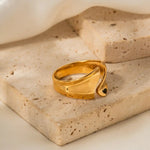 18K Gold Curved Opening Versatile Ring - QH Clothing