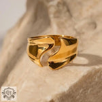 18K Gold Curved Opening Versatile Ring - QH Clothing