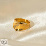 18K Gold Curved Opening Versatile Ring - QH Clothing