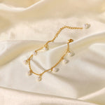 18K Gold Dazzling Bead Tassel Pendant Anklet - QH Clothing