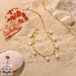 18K Gold Dazzling Bead Tassel Pendant Anklet - QH Clothing