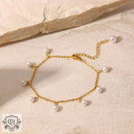 18K Gold Dazzling Bead Tassel Pendant Anklet - QH Clothing