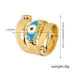 18K gold trendy and fashionable devil's eye inlaid zircon design versatile ring - QH Clothing