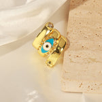 18K gold trendy and fashionable devil's eye inlaid zircon design versatile ring - QH Clothing