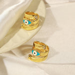 18K gold trendy and fashionable devil's eye inlaid zircon design versatile ring - QH Clothing