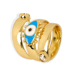 18K gold trendy and fashionable devil's eye inlaid zircon design versatile ring - QH Clothing