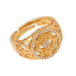 18K gold exquisite and dazzling hollow devil's eye inlaid zircon open design ring - QH Clothing