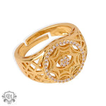 18K gold exquisite and dazzling hollow devil's eye inlaid zircon open design ring - QH Clothing