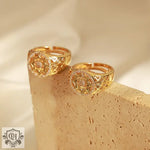 18K gold exquisite and dazzling hollow devil's eye inlaid zircon open design ring - QH Clothing