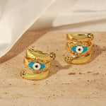 18K gold trendy and fashionable devil's eye inlaid zircon design versatile ring - QH Clothing