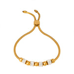 18K gold exquisite and noble round beads with cylindrical diamond design bracelet - QH Clothing