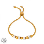 18K gold exquisite and noble round beads with cylindrical diamond design bracelet - QH Clothing