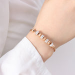 18K gold exquisite and noble round beads with cylindrical diamond design bracelet - QH Clothing