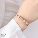 18K gold exquisite and noble round beads with cylindrical diamond design bracelet - QH Clothing