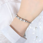 18K gold exquisite and noble round beads with cylindrical diamond design bracelet - QH Clothing