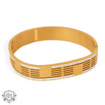 18K gold exquisite and dazzling versatile bracelet with diamonds on both sides and hollow design - QH Clothing