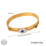 18K gold exaggerated devil’s eye diamond-set bracelet with sawtooth hollow design - QH Clothing