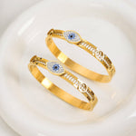 18K gold exaggerated devil’s eye diamond-set bracelet with sawtooth hollow design - QH Clothing