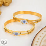 18K gold exaggerated devil’s eye diamond-set bracelet with sawtooth hollow design - QH Clothing