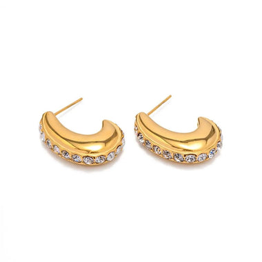 18K Gold Diamond-Encrusted Geometric Earrings - QH Clothing