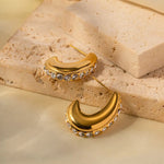 18K Gold Diamond-Encrusted Geometric Earrings - QH Clothing