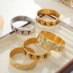 18K gold classic fashionable floral diamond design versatile bracelet - QH Clothing