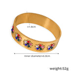 18K gold classic fashionable floral diamond design versatile bracelet - QH Clothing