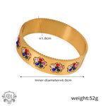 18K gold classic fashionable floral diamond design versatile bracelet - QH Clothing