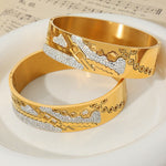 18K gold trendy and unique hollow flower and diamond design palace style bracelet - QH Clothing