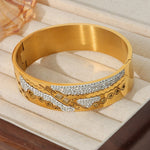 18K gold trendy and unique hollow flower and diamond design palace style bracelet - QH Clothing