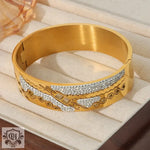 18K gold trendy and unique hollow flower and diamond design palace style bracelet - QH Clothing