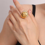 18K gold simple and fashionable geometric diamond design light luxury style ring - QH Clothing