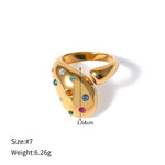 18K gold noble geometric diamond design open ring - QH Clothing