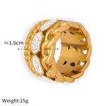 18K gold simple and fashionable geometric diamond design light luxury style ring - QH Clothing