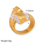 18K gold simple and fashionable geometric diamond design light luxury style ring - QH Clothing