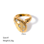 18K gold noble geometric diamond design open ring - QH Clothing