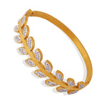 18K gold light luxury fashion leaf-shaped diamond design simple style hand jewelry - QH Clothing