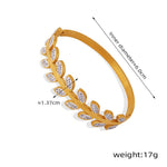 18K gold light luxury fashion leaf-shaped diamond design simple style hand jewelry - QH Clothing