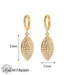 Elegant 18K Gold Diamond Leaf Shape Earrings with crystal-studded design