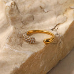 18K Gold Diamond Open Band Ring - QH Clothing