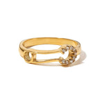 18K Gold Diamond Paperclip Ring - QH Clothing