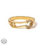 18K Gold Diamond Paperclip Ring - QH Clothing