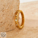 18K Gold Diamond Pattern Zircon Inlaid Ring - QH Clothing