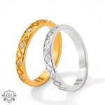 18K Gold Diamond Pattern Zircon Inlaid Ring - QH Clothing