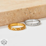 18K Gold Diamond Pattern Zircon Inlaid Ring - QH Clothing