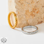 18K Gold Diamond Pattern Zircon Inlaid Ring - QH Clothing