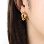 18K Gold Noble Fashion C Shape Diamond and Pearl Design Versatile Earrings - QH Clothing